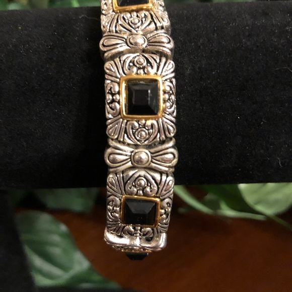 Silver & Gold Tone mix metal cable link bracelet - Picture 3 of 6